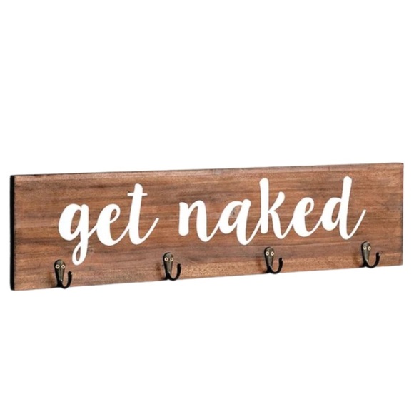 NIB Get Naked Wall Mount 4 Hooks for Holding Robes, Towels, or Whatever Sign - Picture 1 of 3